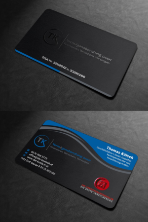 Business Card Design by INDIAN_Ashok for TK Vermögensberatung GmbH | Design: #19575603