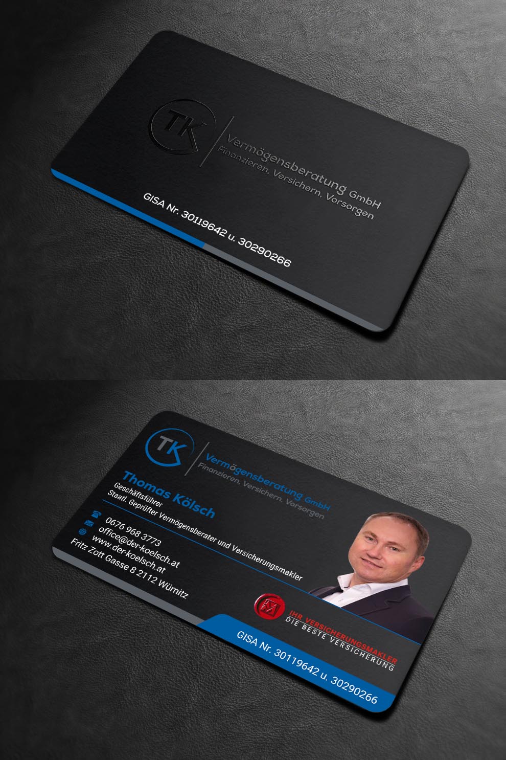 Business Card Design by INDIAN_Ashok for TK Vermögensberatung GmbH | Design #19575622