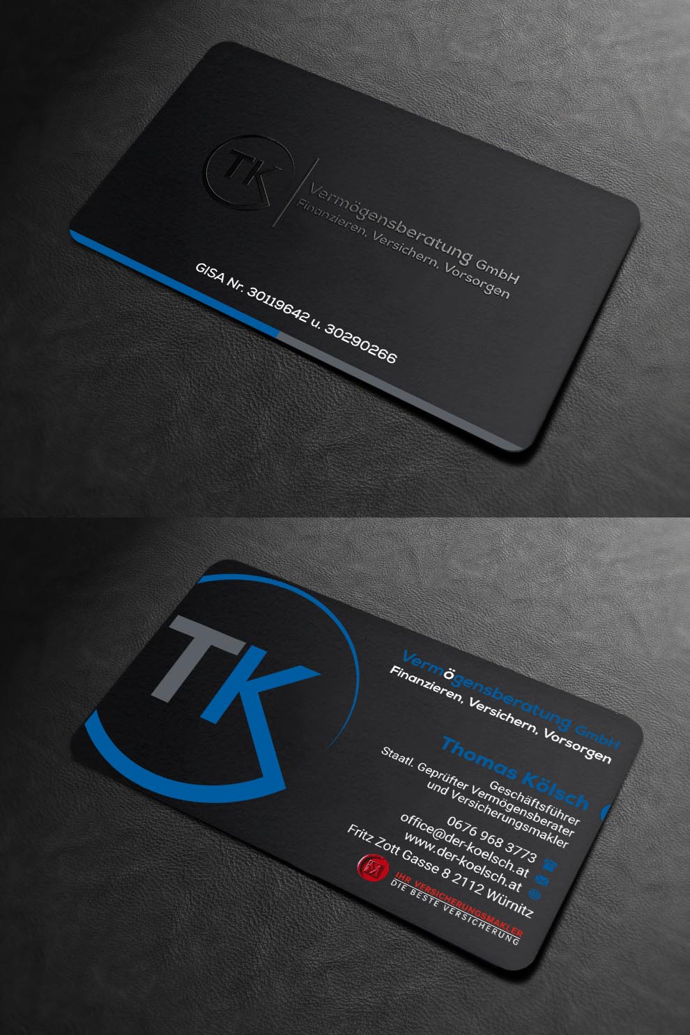 Business Card Design by INDIAN_Ashok for TK Vermögensberatung GmbH | Design #19575627