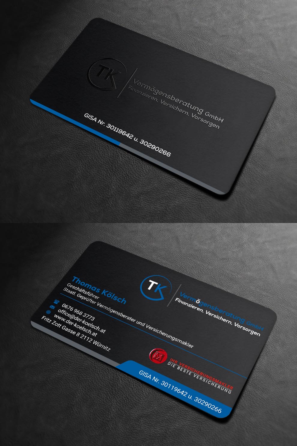 Business Card Design by INDIAN_Ashok for TK Vermögensberatung GmbH | Design #19575628