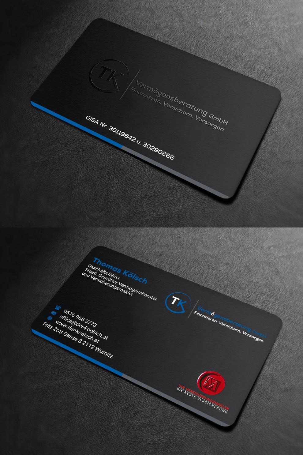 Business Card Design by INDIAN_Ashok for TK Vermögensberatung GmbH | Design #19575629