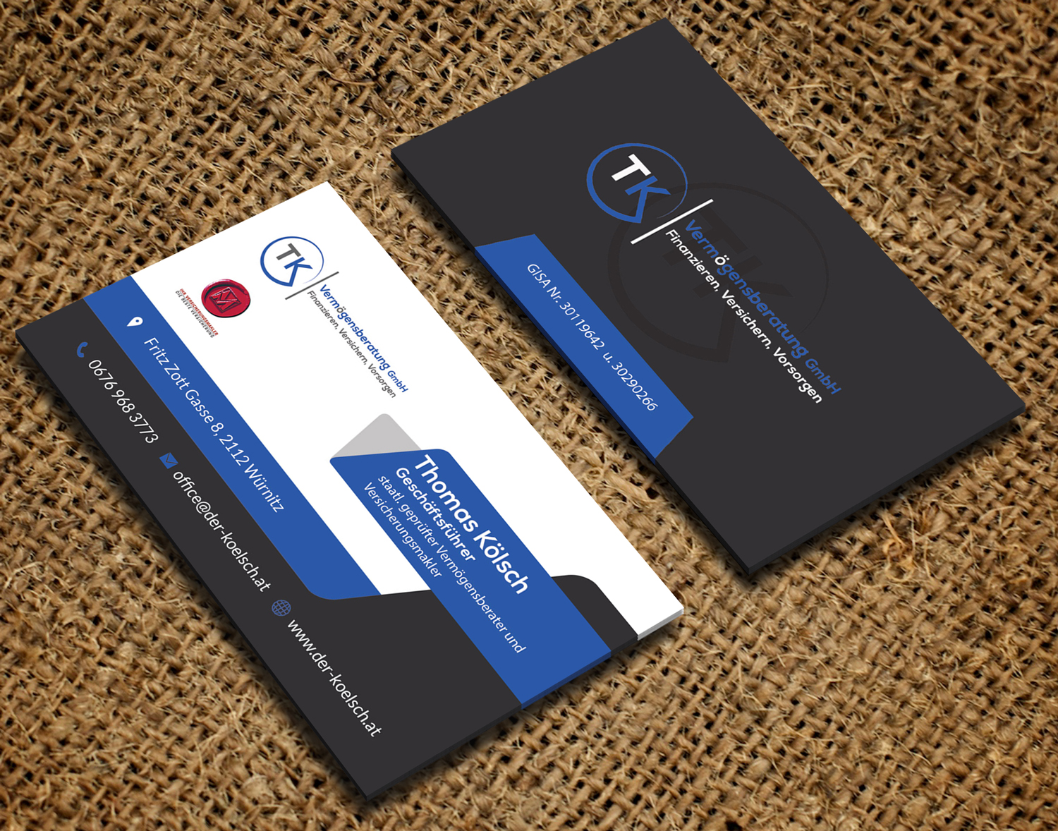 Design de Carte de Visite par Riz' pour TK Vermögensberatung GmbH | Design #19594483