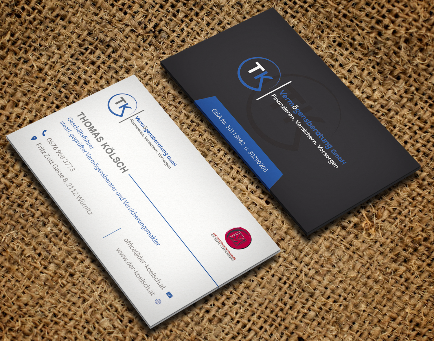 Diseño de Tarjeta de Presentación por Riz' para TK Vermögensberatung GmbH | Diseño #19603669