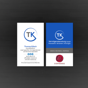 Business Card Design by Creations Box 2015 for TK Vermögensberatung GmbH | Design: #19588586