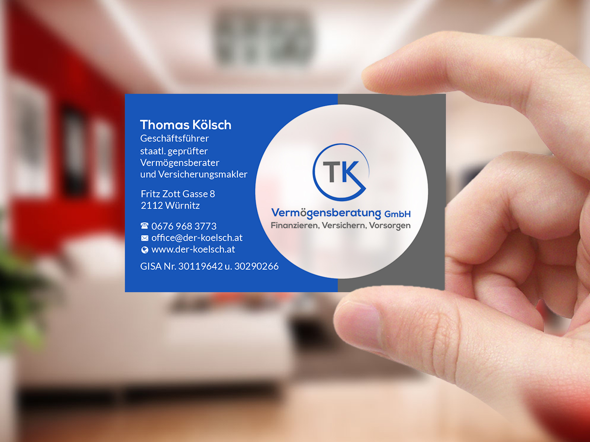 Business Card Design by Creations Box 2015 for TK Vermögensberatung GmbH | Design #19588594