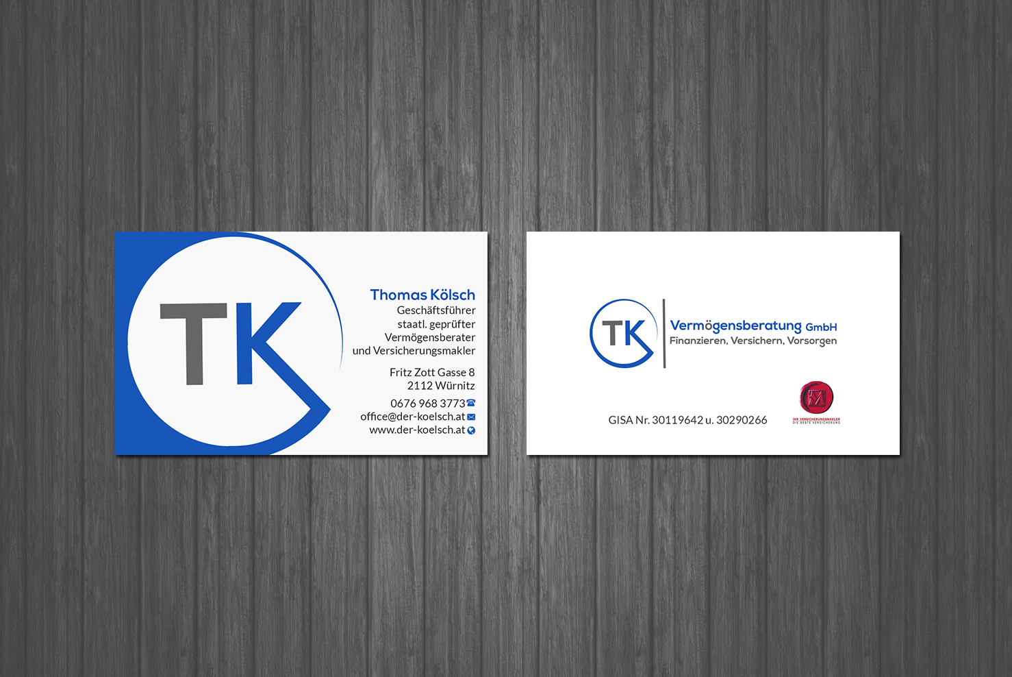 Business Card Design by Creations Box 2015 for TK Vermögensberatung GmbH | Design #19588605
