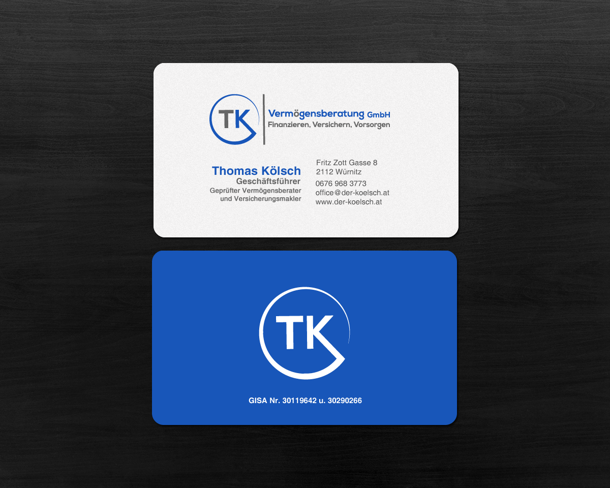 Business Card Design by chandrayaan.creative for TK Vermögensberatung GmbH | Design #19581334