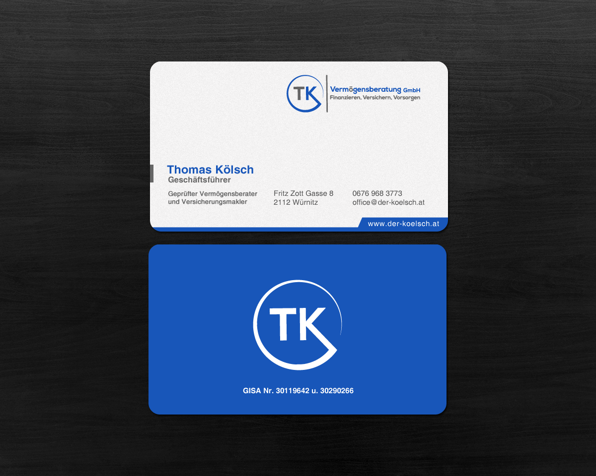 Business Card Design by chandrayaan.creative for TK Vermögensberatung GmbH | Design #19581343