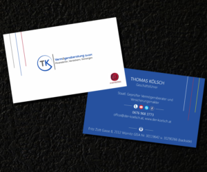 Business Card Design by Saarthak Development and Business Solutions for TK Vermögensberatung GmbH | Design #19594731