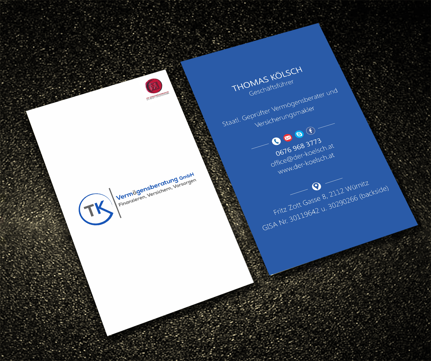 Business Card Design by Saarthak Development and Business Solutions for TK Vermögensberatung GmbH | Design #19594733