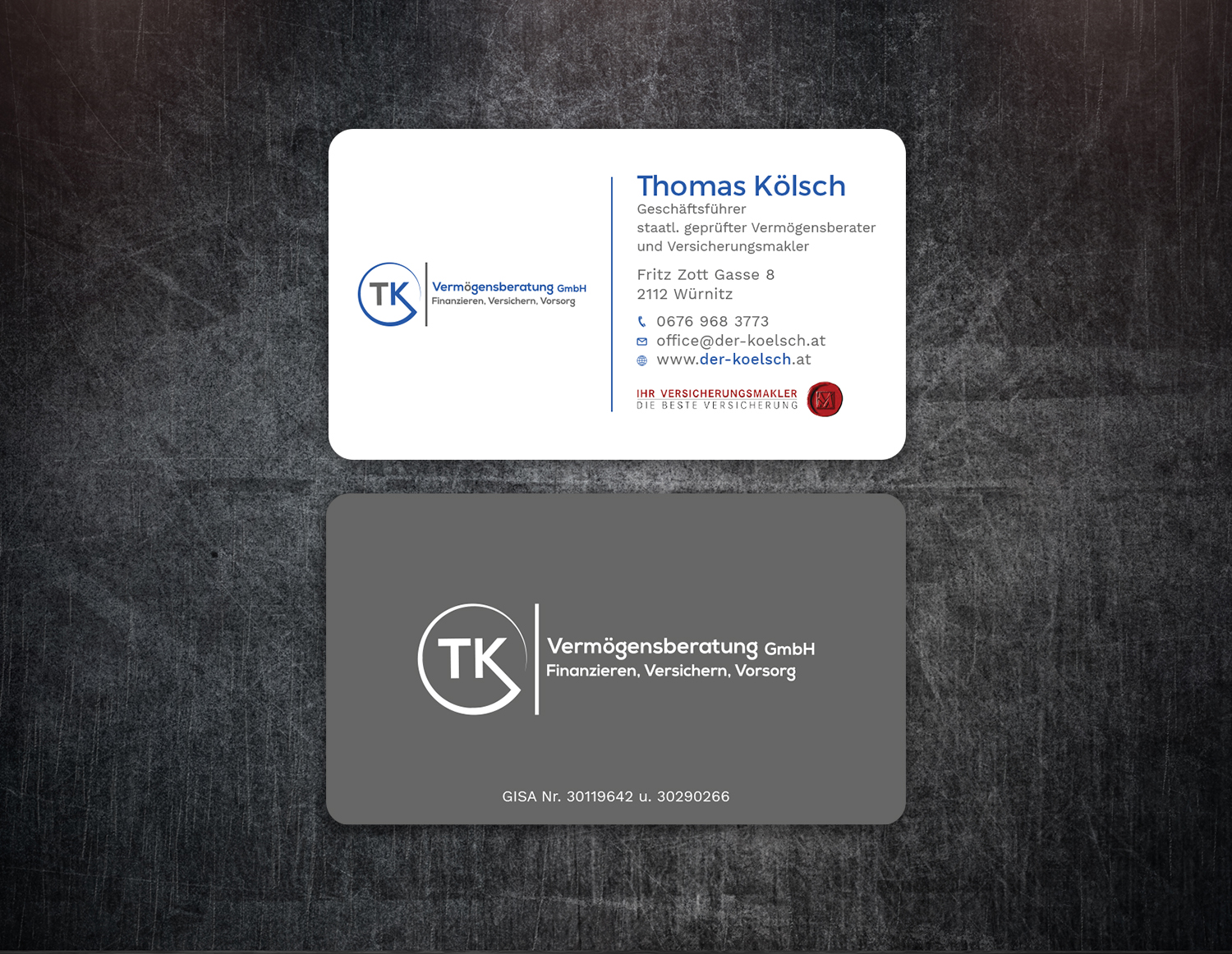 Business Card Design by Tripti Ranjan Gain for TK Vermögensberatung GmbH | Design #19573191