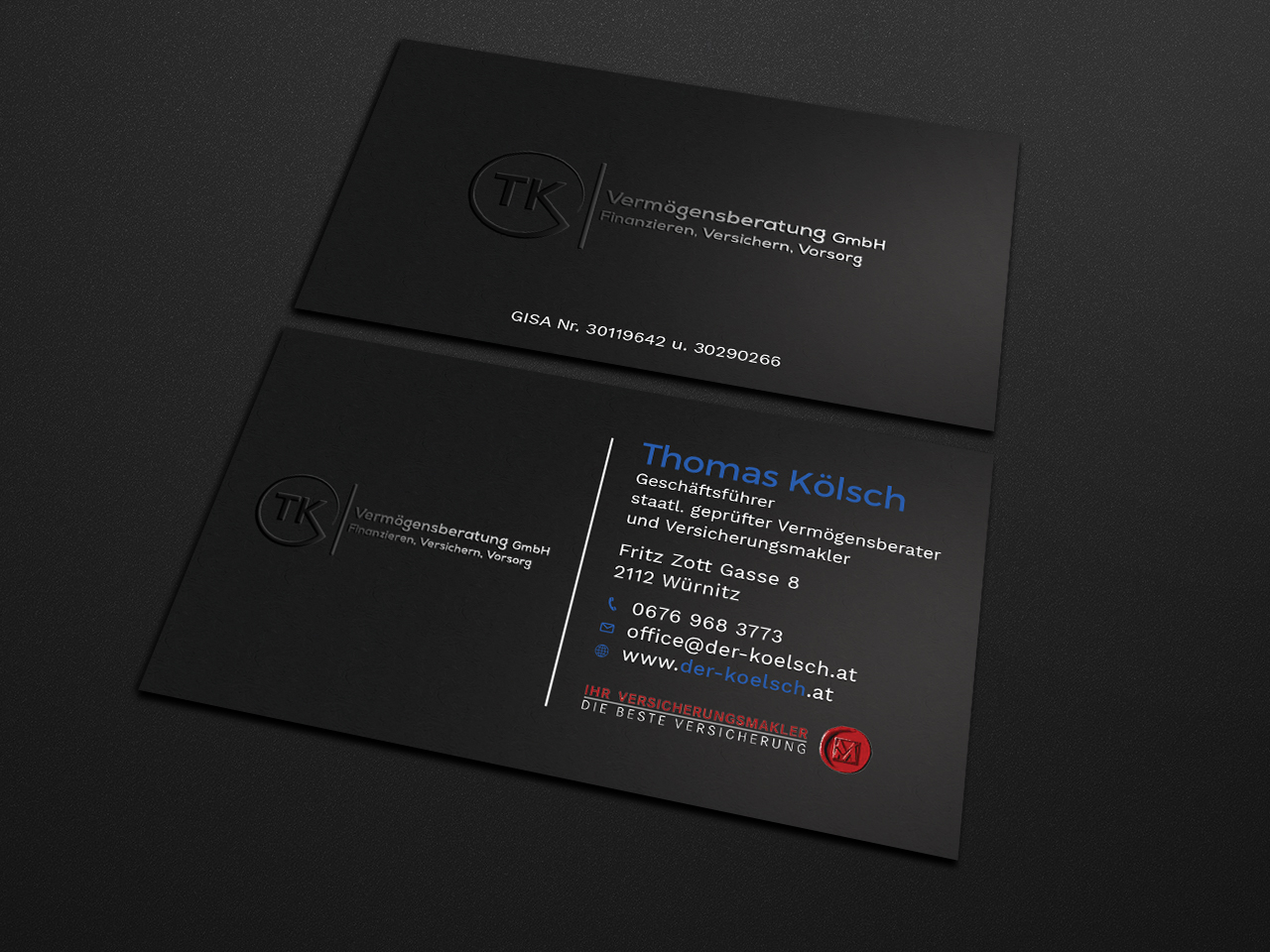 Business Card Design by Tripti Ranjan Gain for TK Vermögensberatung GmbH | Design #19573220
