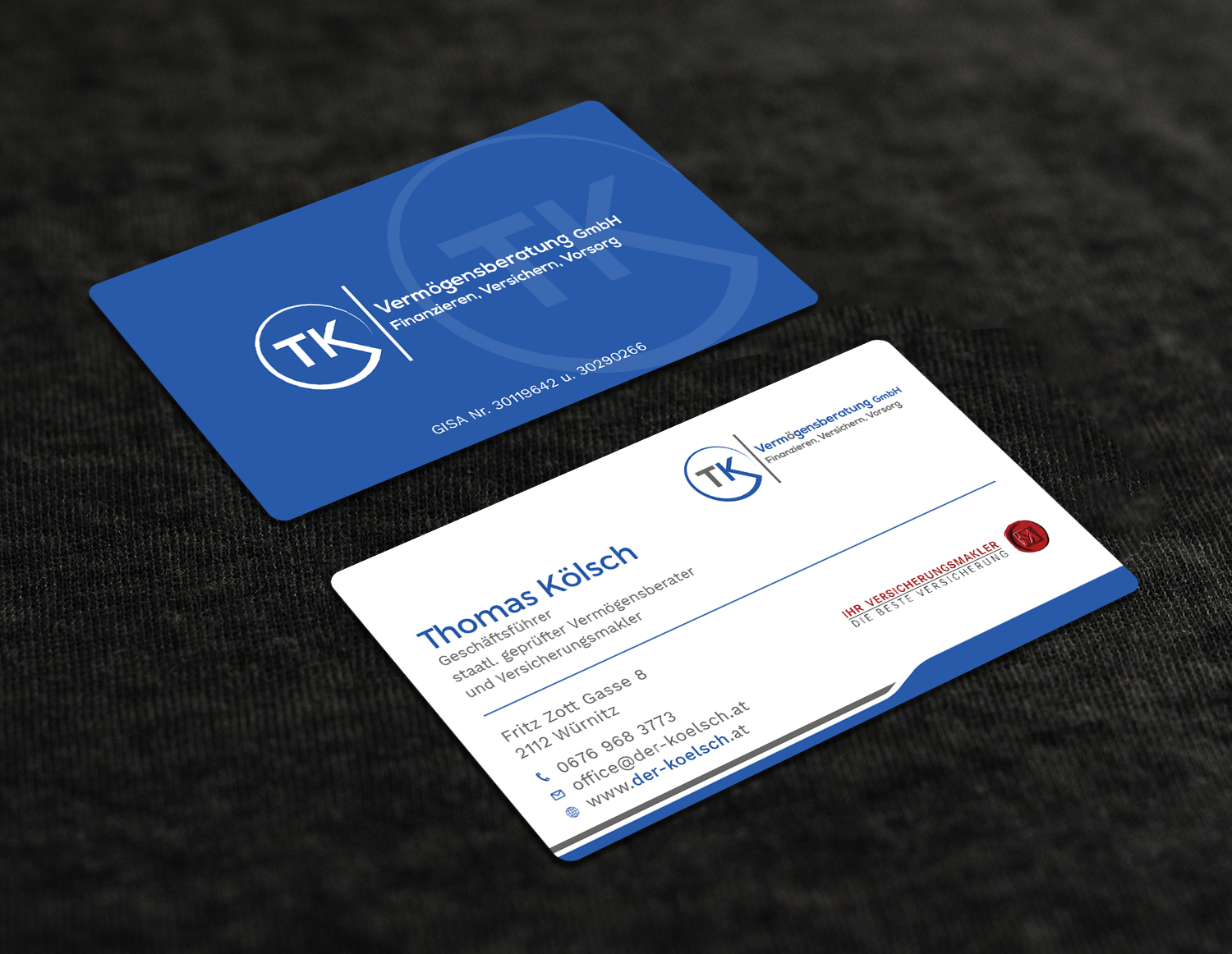 Visitenkarten-Design von Tripti Ranjan Gain für TK Vermögensberatung GmbH | Design #19573233