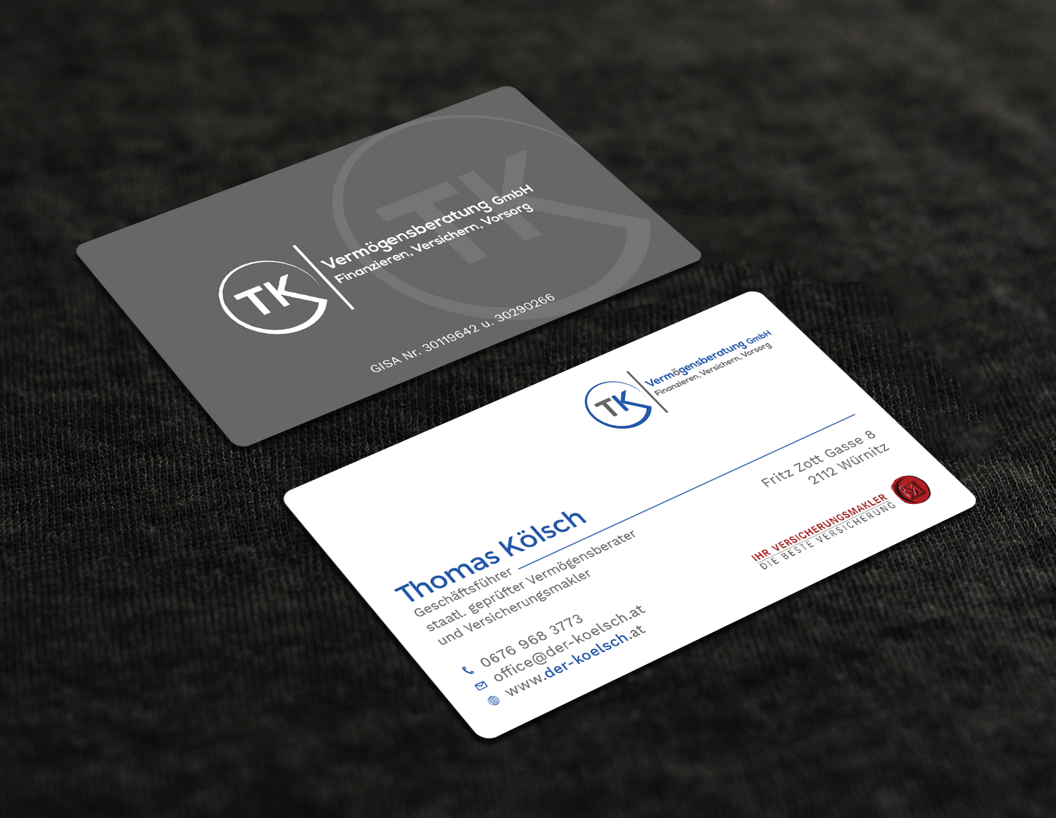 Business Card Design by Tripti Ranjan Gain for TK Vermögensberatung GmbH | Design #19573234