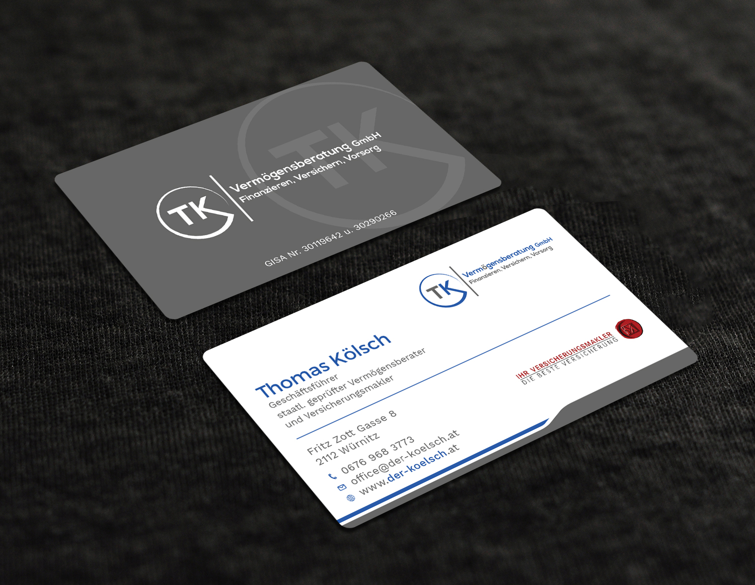 Business Card Design by Tripti Ranjan Gain for TK Vermögensberatung GmbH | Design #19573235