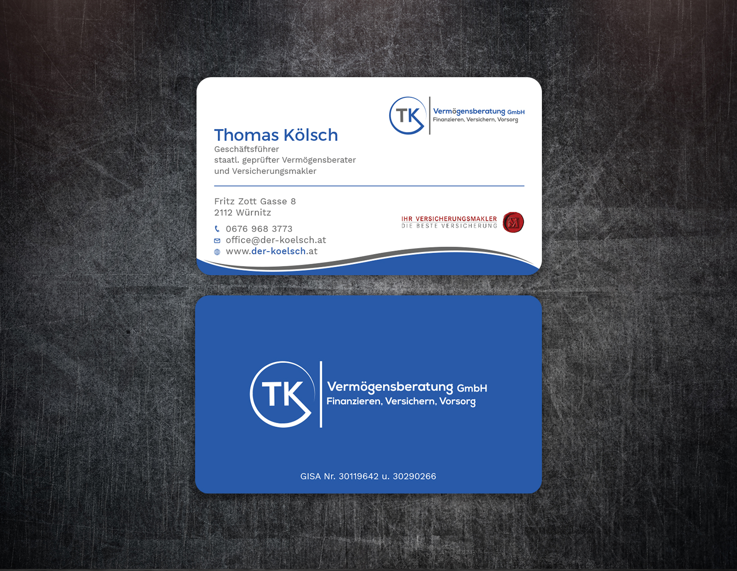 Visitenkarten-Design von Tripti Ranjan Gain für TK Vermögensberatung GmbH | Design #19573240