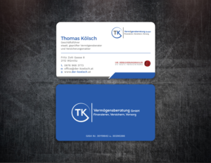 Business Card Design by Tripti Ranjan Gain for TK Vermögensberatung GmbH | Design: #19573243