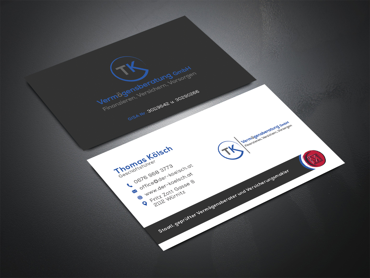 Business Card Design by Moumita_ for TK Vermögensberatung GmbH | Design #19601225