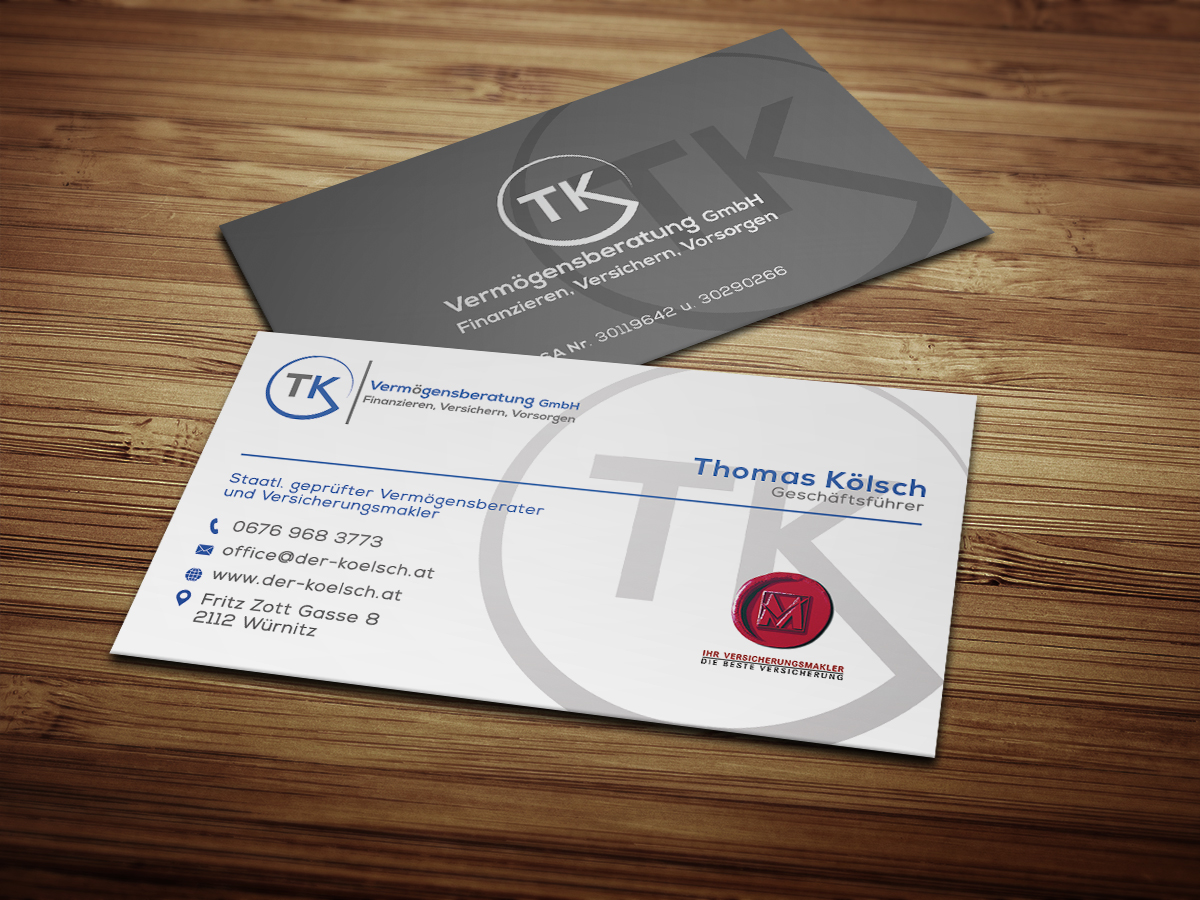 Business Card Design by Moumita_ for TK Vermögensberatung GmbH | Design #19601689