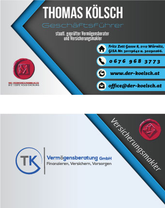 Diseño de Tarjeta de Presentación por SimpleDesign1985 para TK Vermögensberatung GmbH | Diseño #19574149