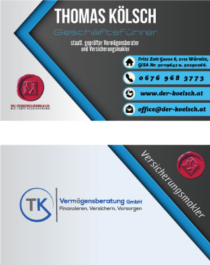 Business Card Design by mhasen88 2 for TK Vermögensberatung GmbH | Design #19574149