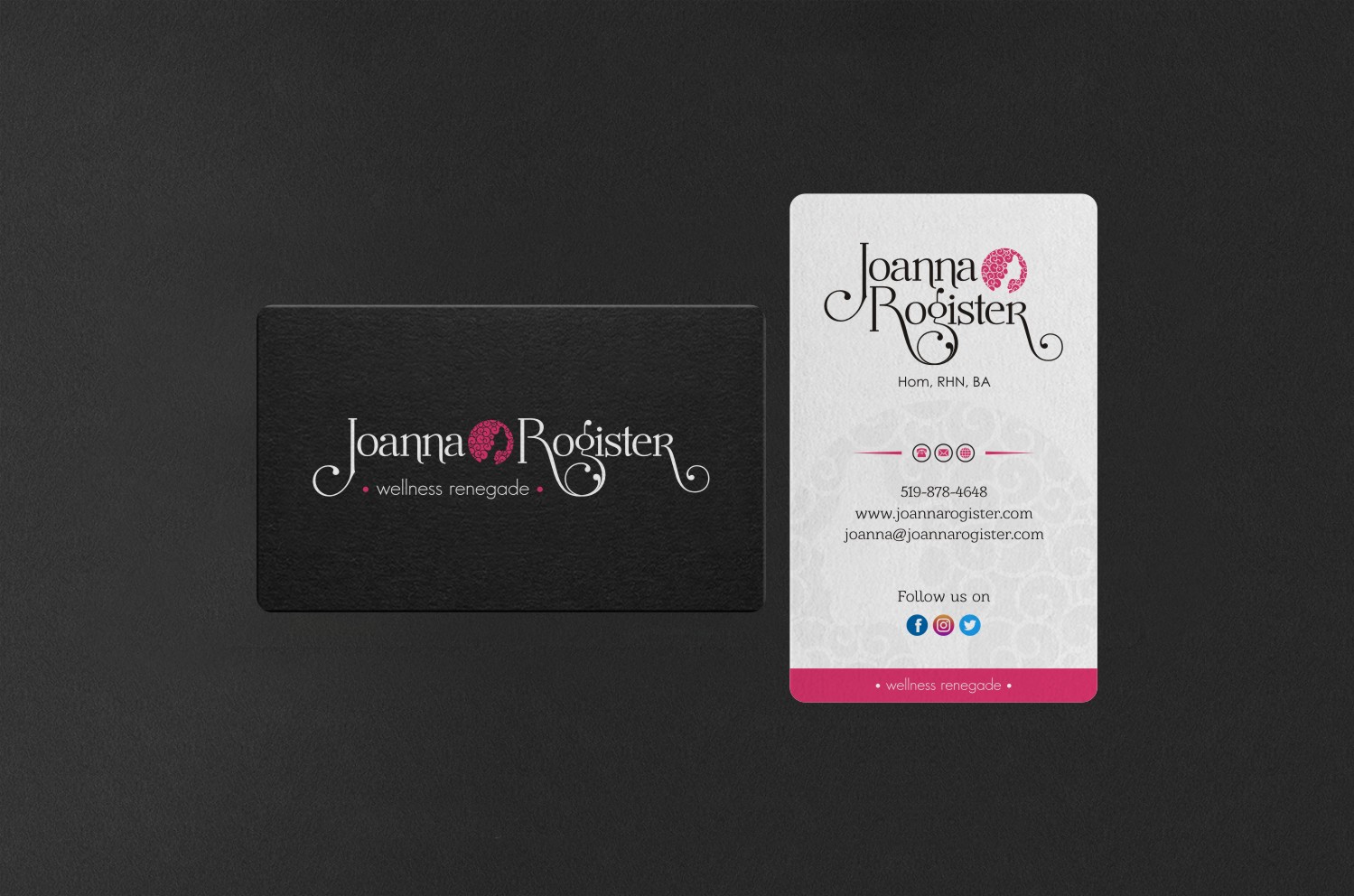 Business Card Design by INDIAN_Ashok for Joanna Rogister, Wellness Renegade | Design #19574373