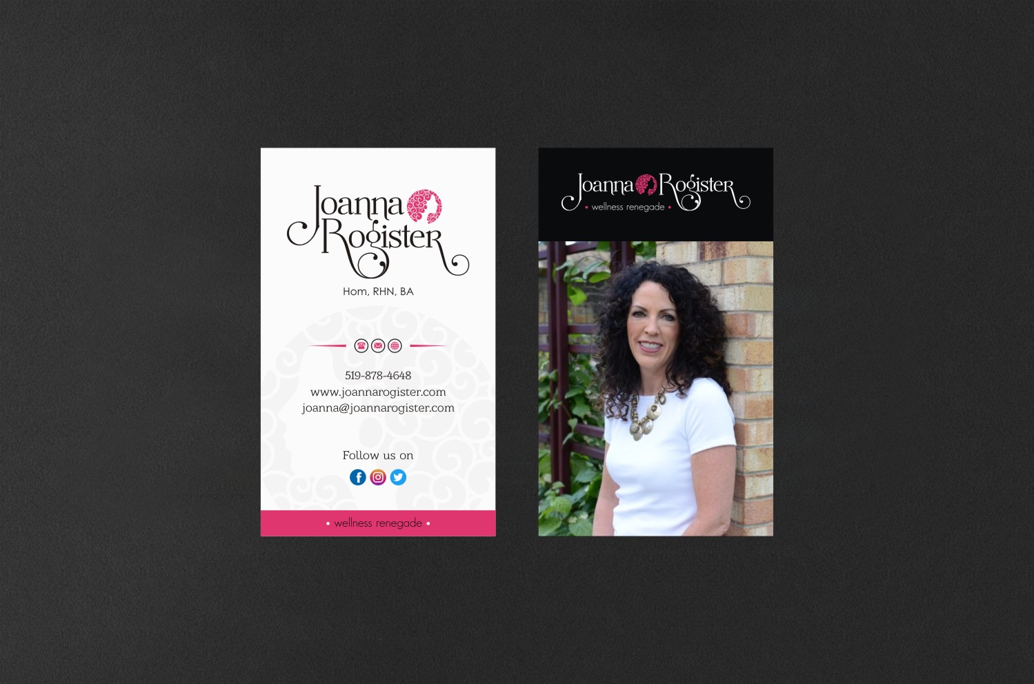 Business Card Design by INDIAN_Ashok for Joanna Rogister, Wellness Renegade | Design #19574377