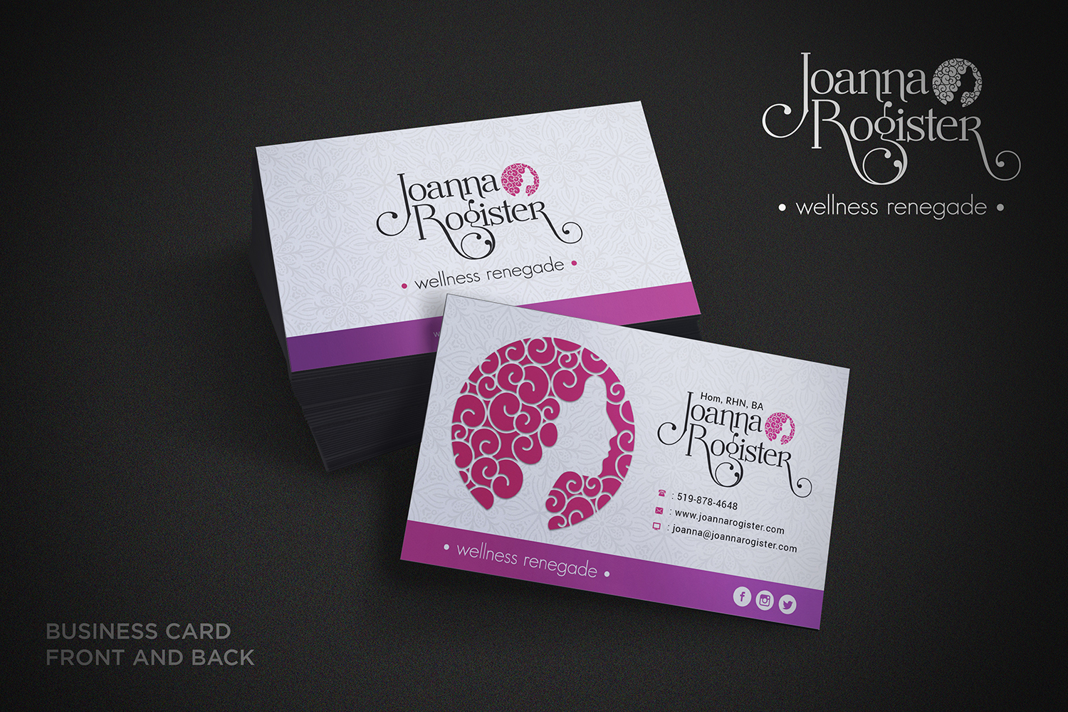 Business Card Design by Feeling Happy for Joanna Rogister, Wellness Renegade | Design #19569974