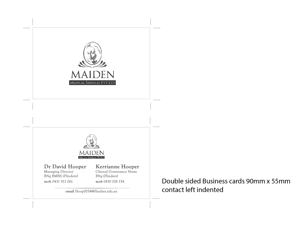Business Card Design by huujdesign for Maiden Medical Services PTY LTD | Design #2906304