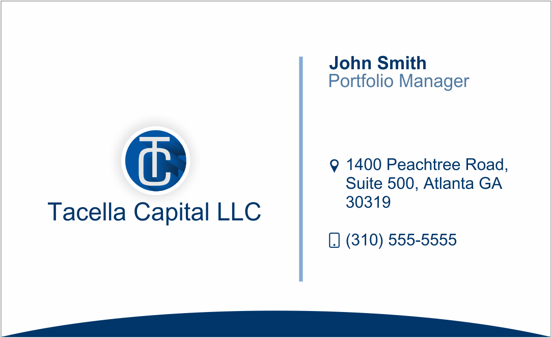 Business Card Design by Abdulyasar 2 for Tacella Capital LLC | Design #19613812