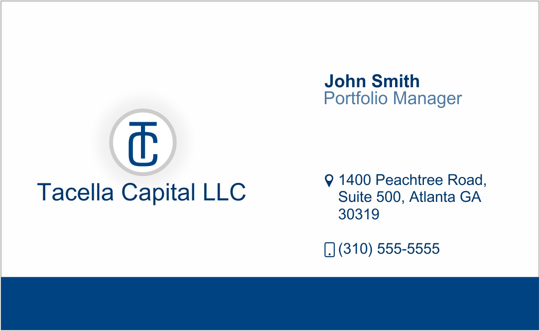 Business Card Design by Abdulyasar 2 for Tacella Capital LLC | Design #19613814