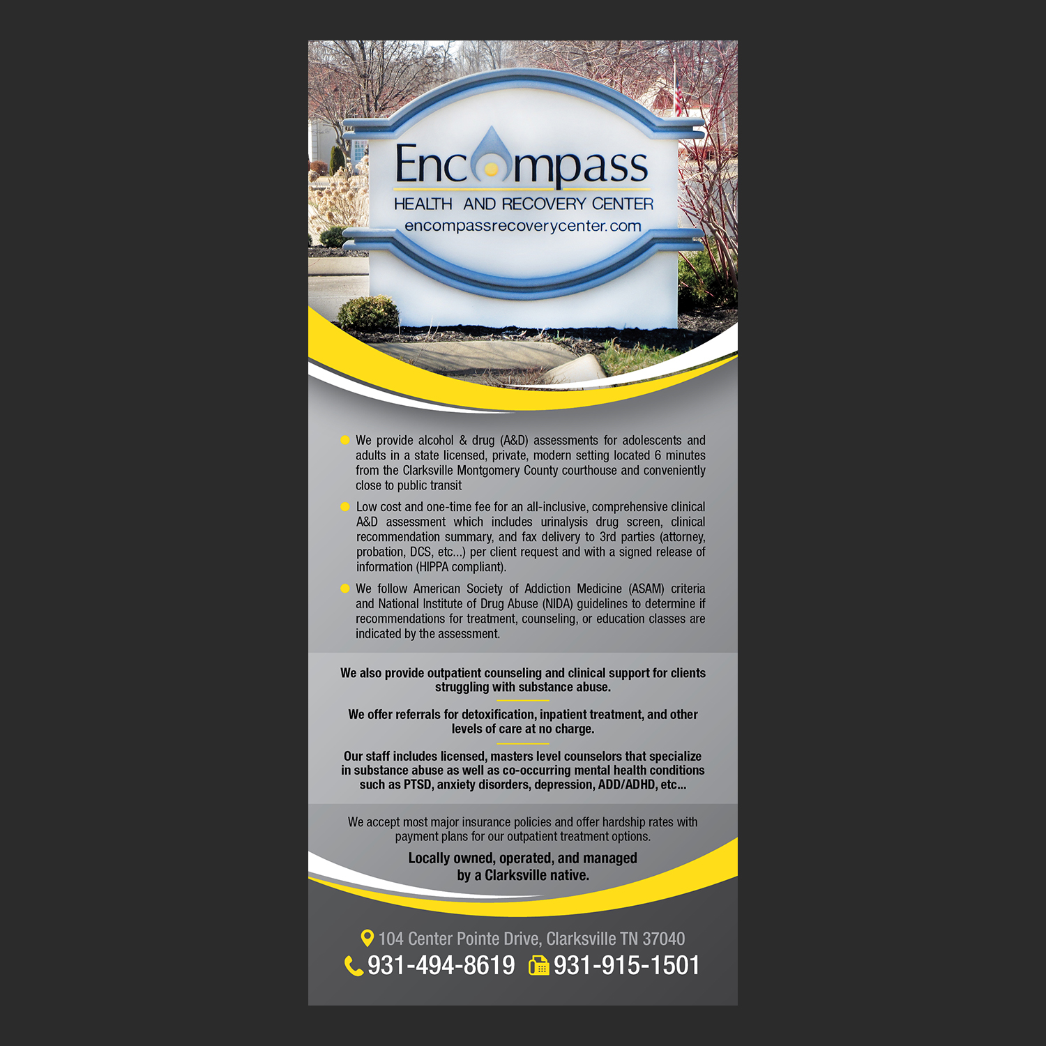 Design de Flyer par Emmanuel Creations pour Encompass Health & Recovery Center | Design #19603614