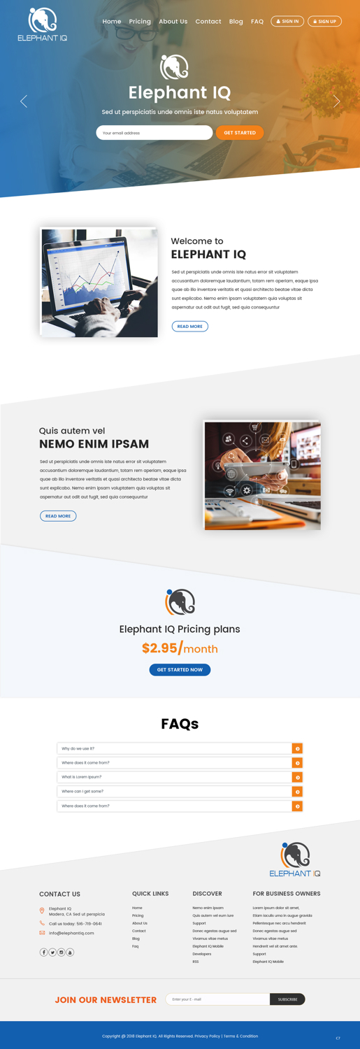 Web Design by pb for Elephant IQ | Design #19588244