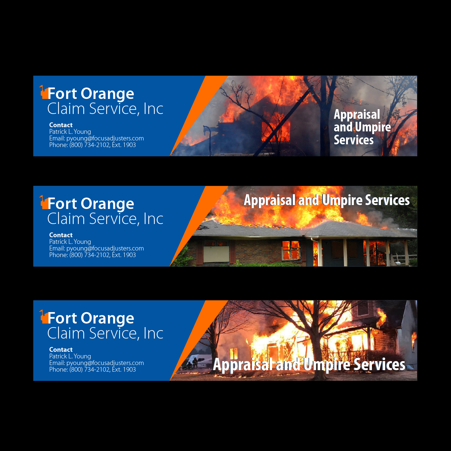 Banner-Design von M K G für Fort Orange Claim Service, Inc. | Design #19686788
