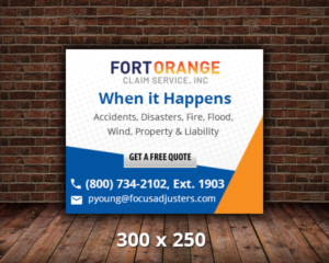 Banner-Design von pentaxial für Fort Orange Claim Service, Inc. | Design #19629721