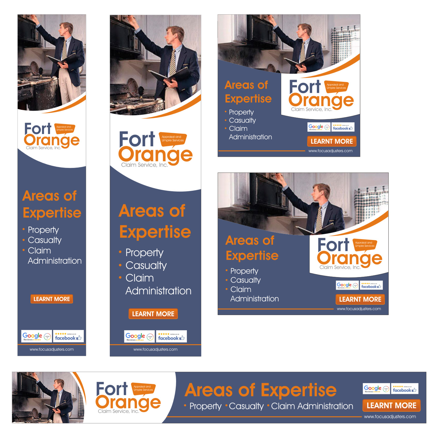Banner Ad Design by DG+ for Fort Orange Claim Service, Inc. | Design #19613444
