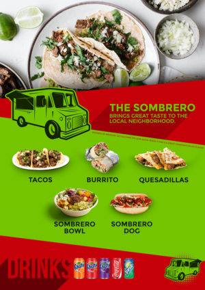 Diseño de Menú por mrmrnjr para The Sombrero Food Truck | Diseño: #19676369