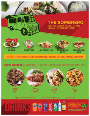 Diseño de Menú por mrmrnjr para The Sombrero Food Truck | Diseño: #19765900