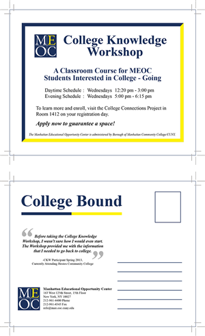 Postcard Design by jgeoinbox for Manhattan Educational Opportunity Center | Design: #2899959