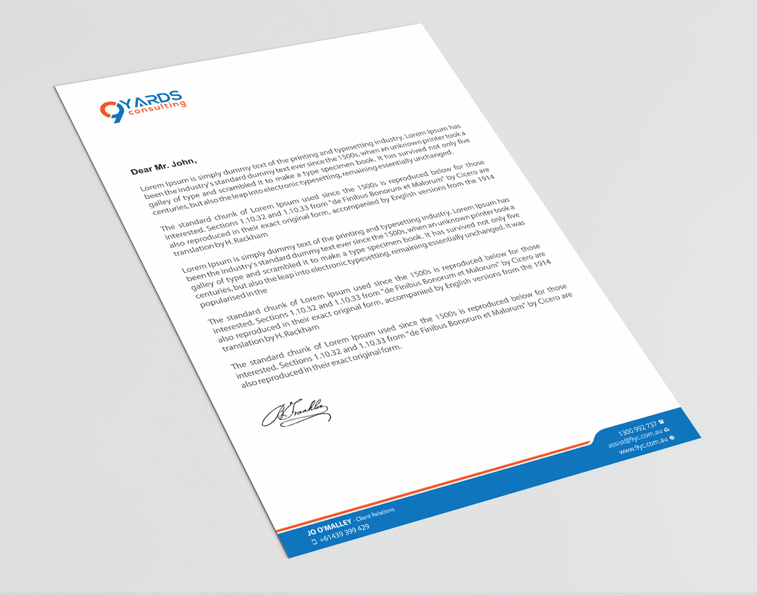 Letterhead Design by Infinitive Technology for 9Yards Consulting | Design #19627960