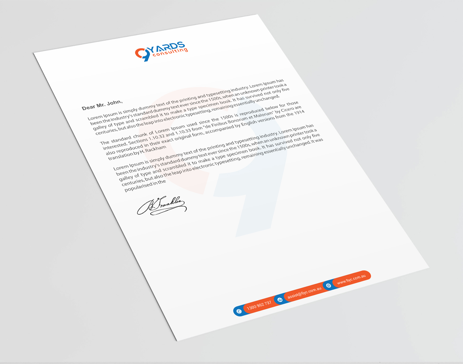 Letterhead Design by Infinitive Technology for 9Yards Consulting | Design #19627961