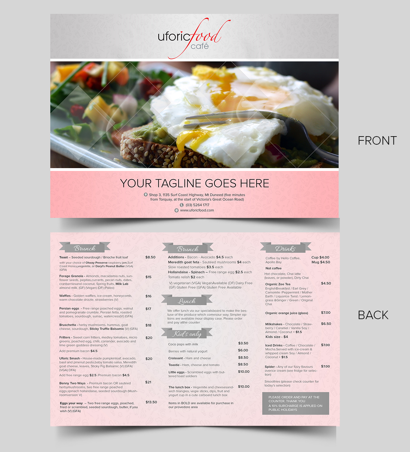 Menü-Design von SAI DESIGNS für Uforic Food Cafe | Design #19639909