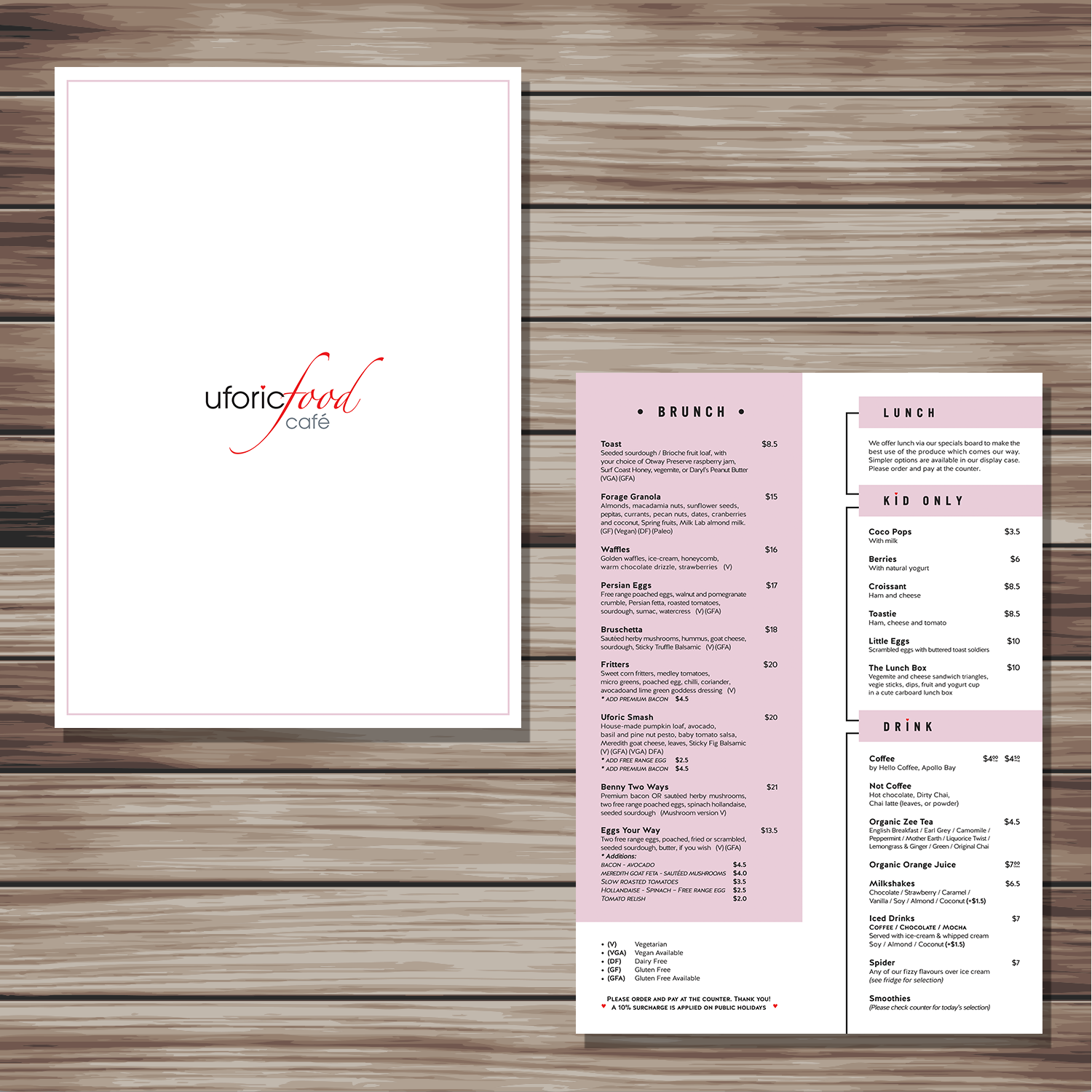 Menü-Design von YNS PRODUCTION für Uforic Food Cafe | Design #19646420