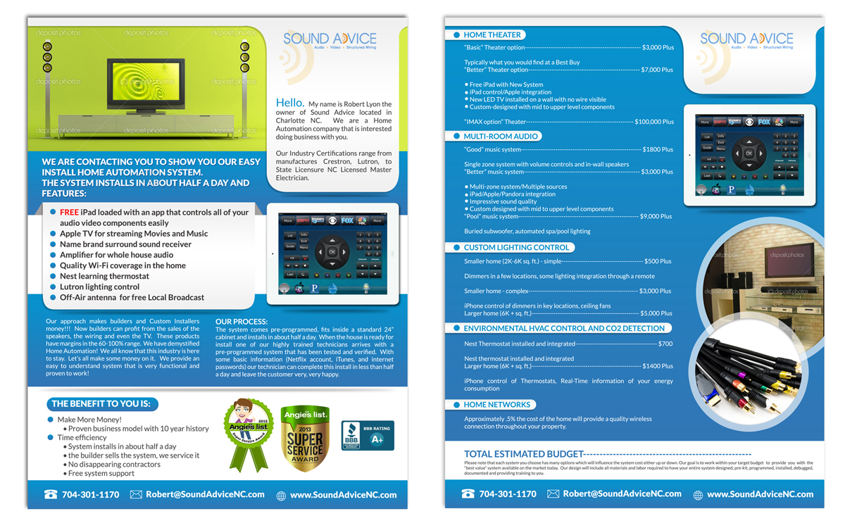 Design de Brochure par ESolz Technologies pour Sound Advice | Design #2931139