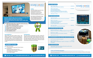 Design de Brochure par ESolz Technologies pour Sound Advice | Design #2965082