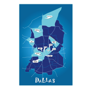 Fun / Creative Art Map of Dallas | Graphic Design by Logo Blox