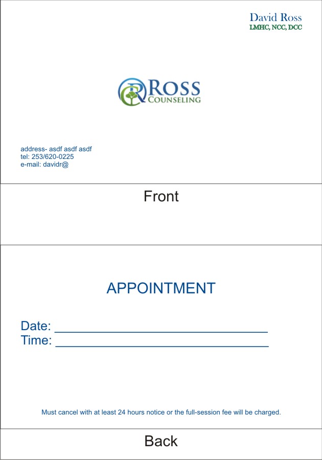 Business Card Design by idesigner.2013 for Ross Counseling, PLLC | Design #2899206
