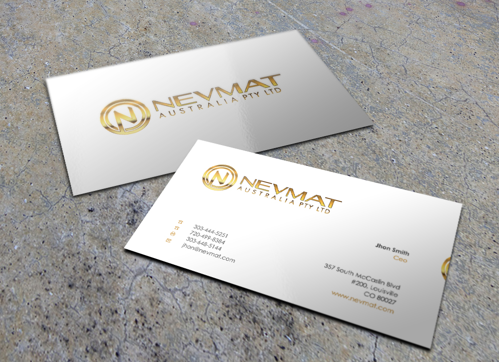 Business Card Design by Eggo May P for Nevmat Australia Pty Ltd | Design #2901098