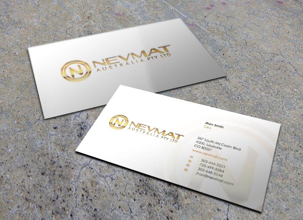 Design de Carte de Visite par Eggo May P pour Nevmat Australia Pty Ltd | Design #2901148