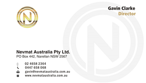 Business Card Design by caesars for Nevmat Australia Pty Ltd | Design: #2901091